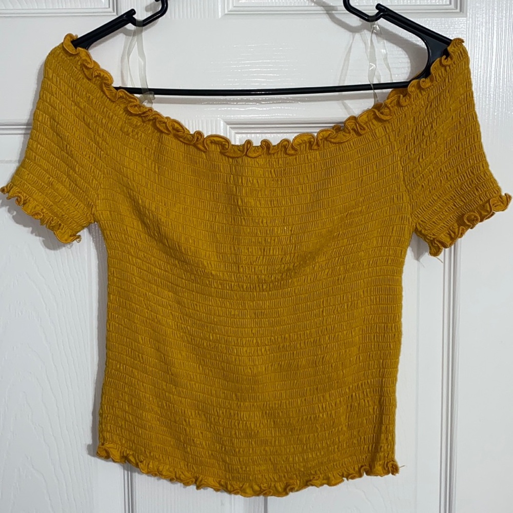 Yellow shirred top. Size M